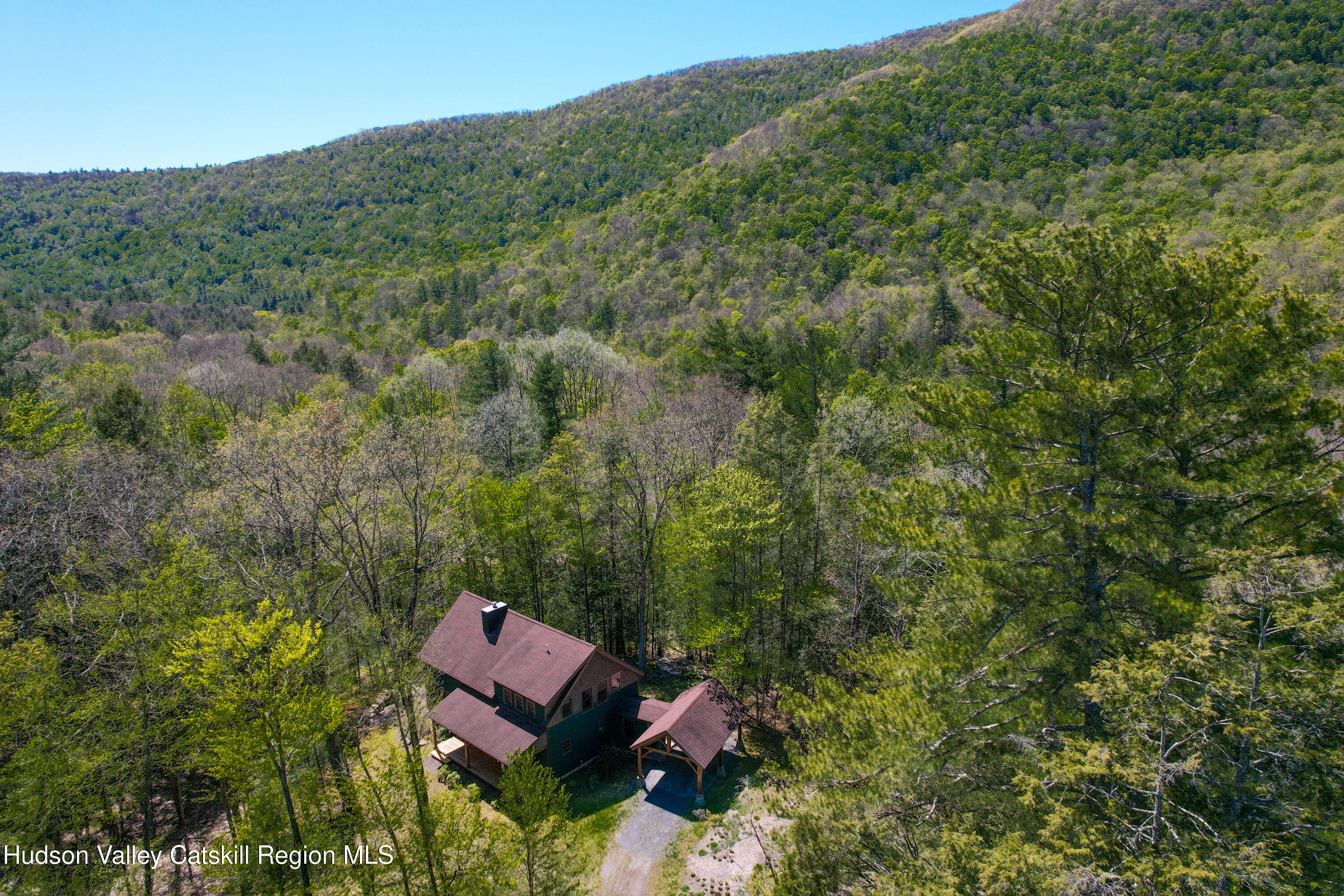 29 Fichtner Road Phoenicia, NY 12464 - Photo 60 of 64 an aerial view of a house with a yard