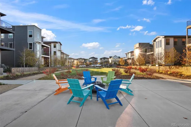 a view of a patio with swimming pool