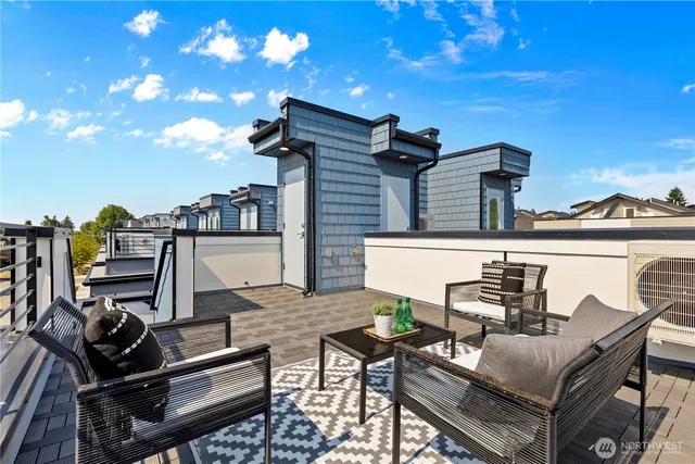 a view of a terrace with chairs