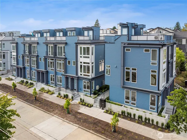 a front view of a multi story building