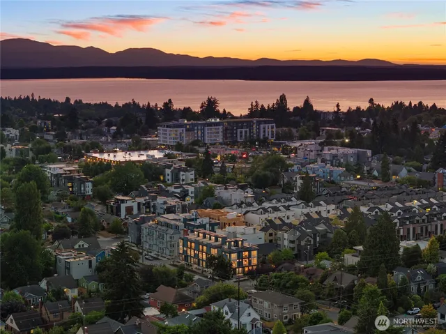 a view of city and mountain