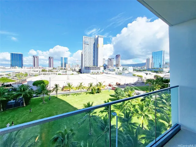 a view of a city from a balcony