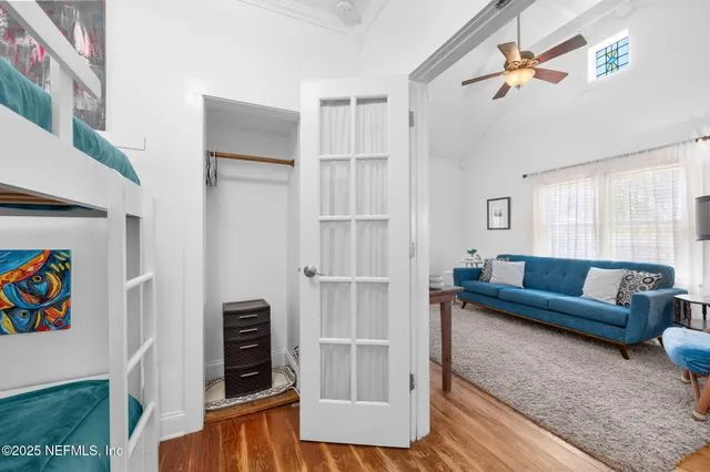 a view of a backyard with sitting area