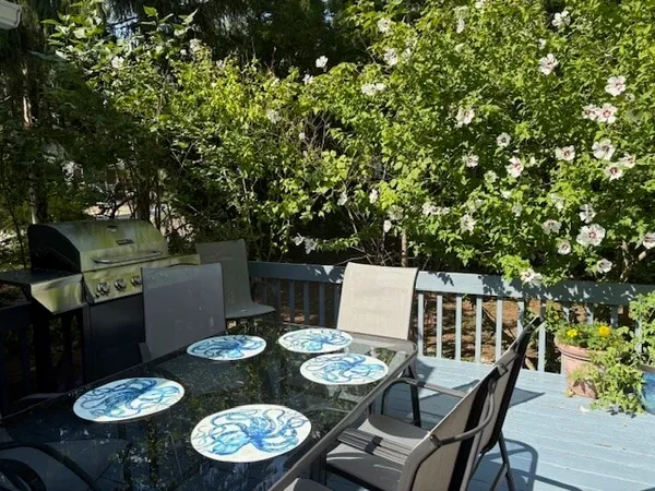 a outdoor dining space with furniture and outdoor seating