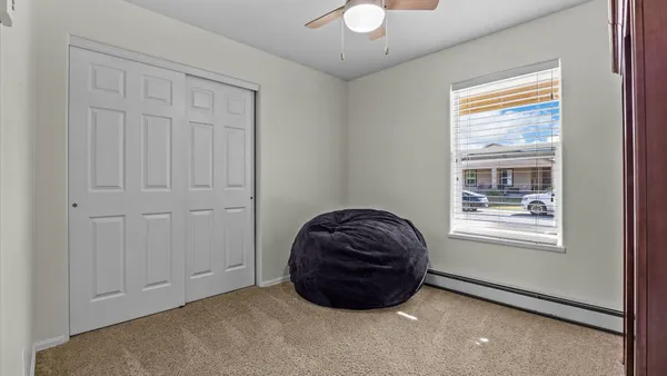 an empty room with windows