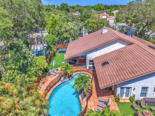 an aerial view of a house