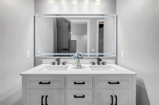 a view of a backyard with couches and plants