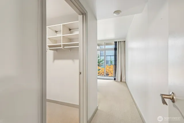 a view of an empty walk in closet