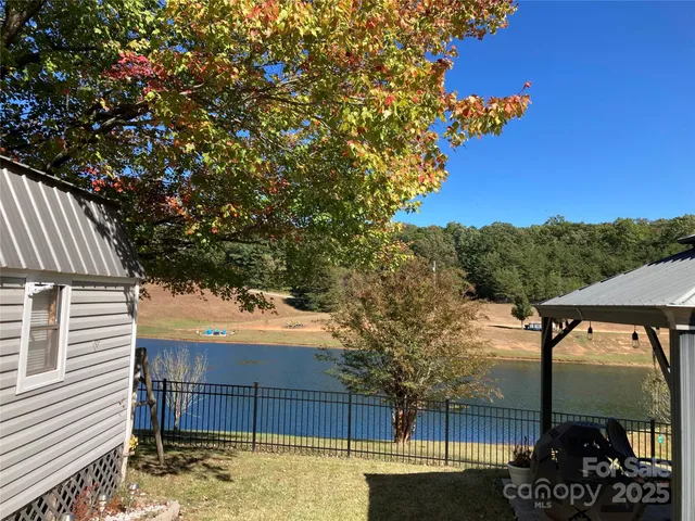 a view of a terrace with a tree