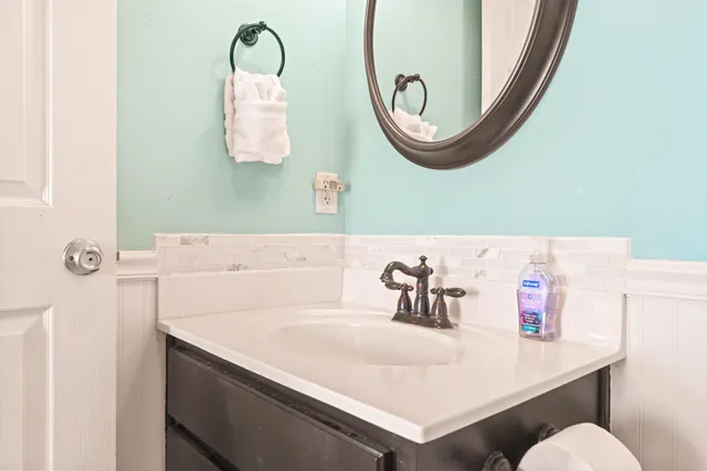 a view of a balcony with furniture