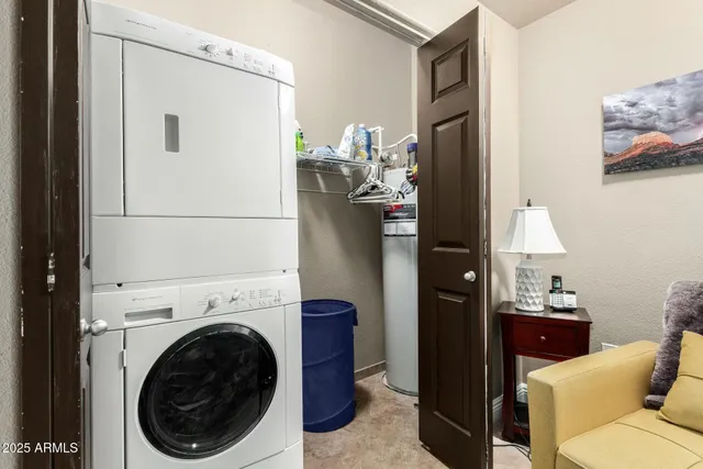 a view of living room washer and dryer