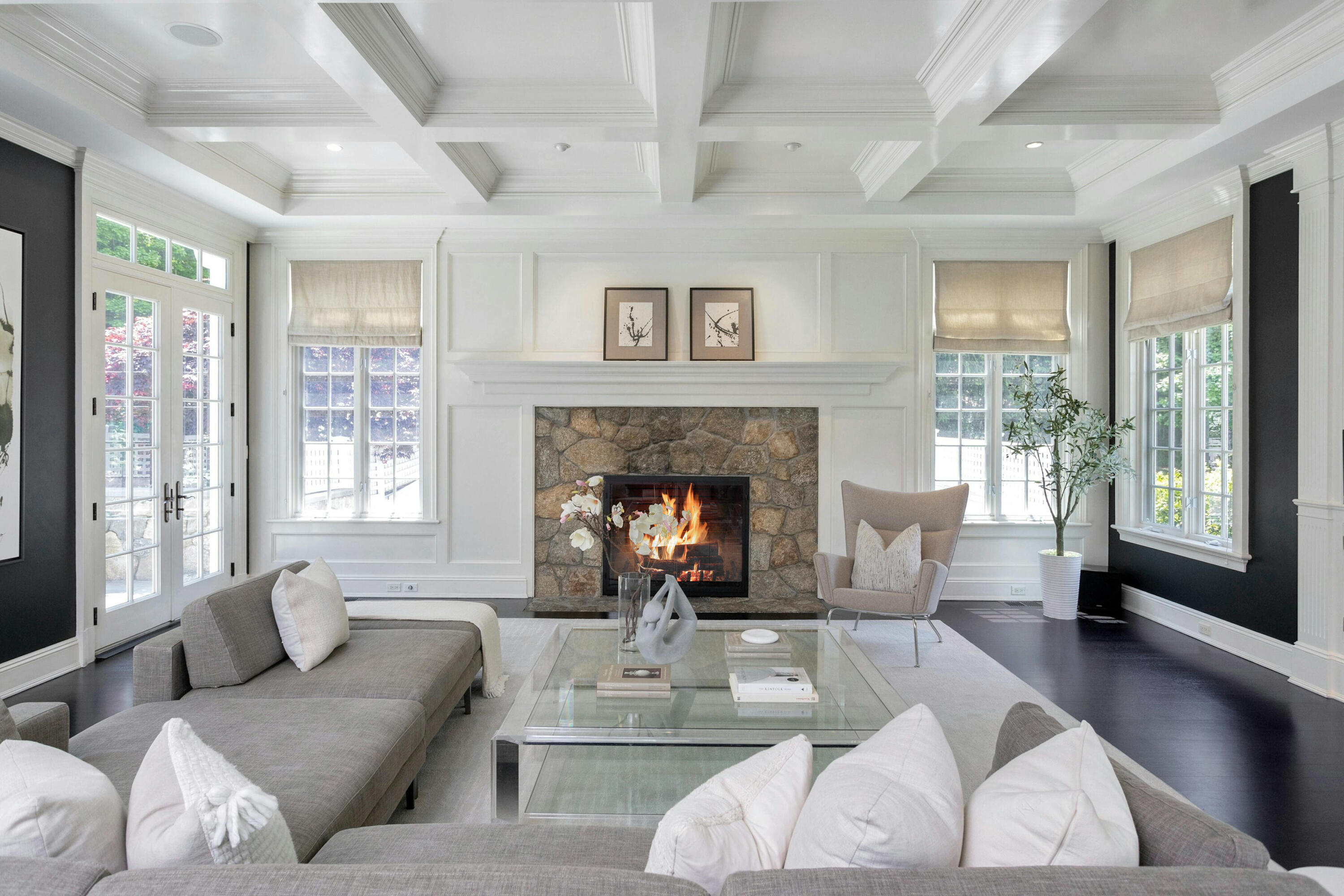 378 Brookside Road Darien, CT 06820 - Photo 17 of 40 a living room with furniture large window and fireplace