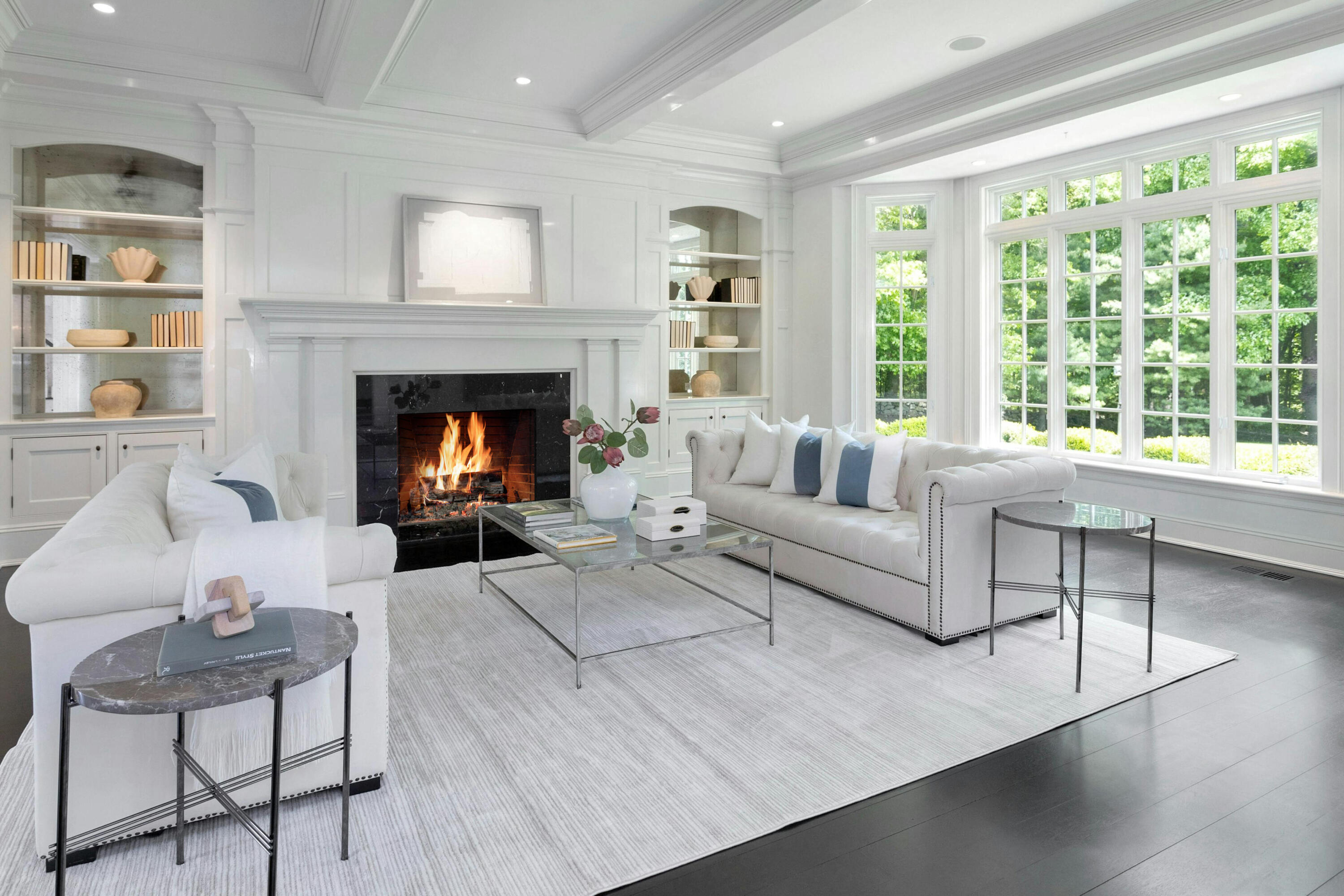 378 Brookside Road Darien, CT 06820 - Photo 6 of 40 a living room with furniture and a fireplace