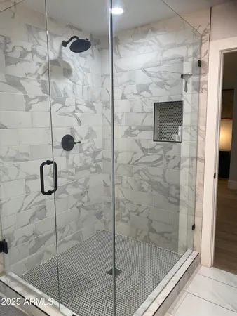 a bathroom with a shower