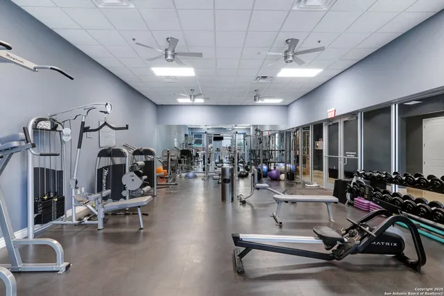 a view of a room with gym equipment