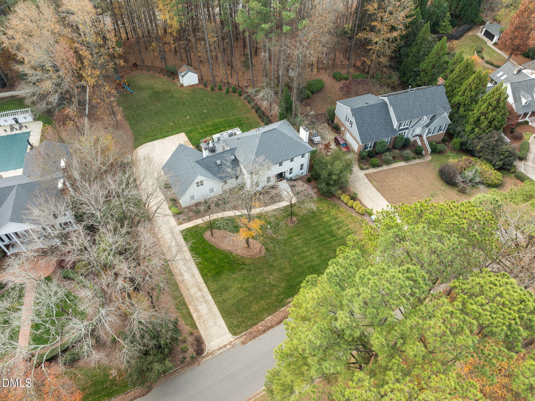 1120 Queensferry Road Cary, NC 27511 - Photo 55 of 62 an aerial view of a house with outdoor space