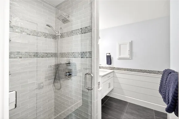 a bathroom with a shower
