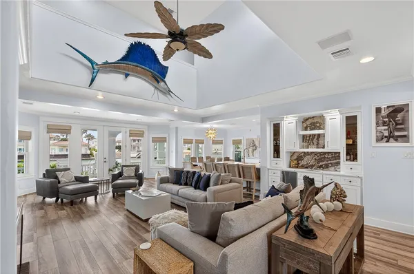 a living room with furniture