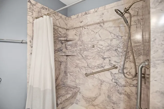 a bathroom with a shower