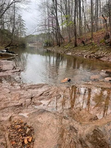a view of a lake with houses