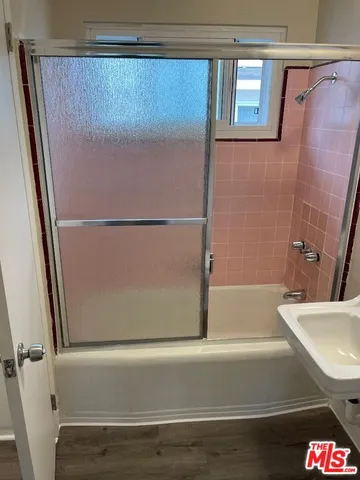 a bathroom with a bathtub