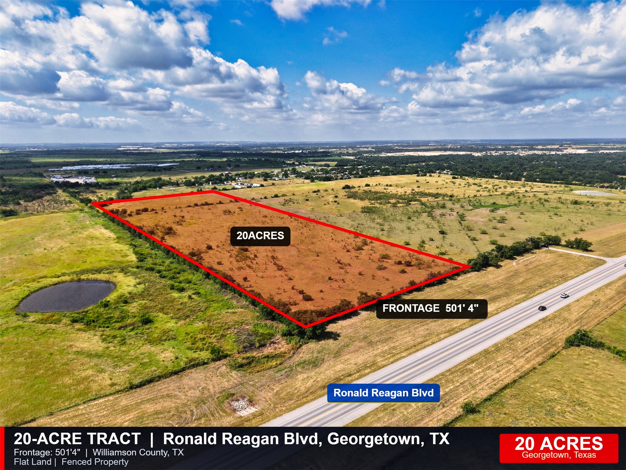 Tbd Ronald Reagan Boulevard Georgetown, TX 78633 - Photo 5 of 12 A sprawling 20-acre parcel with extensive road frontage awaits your vision.