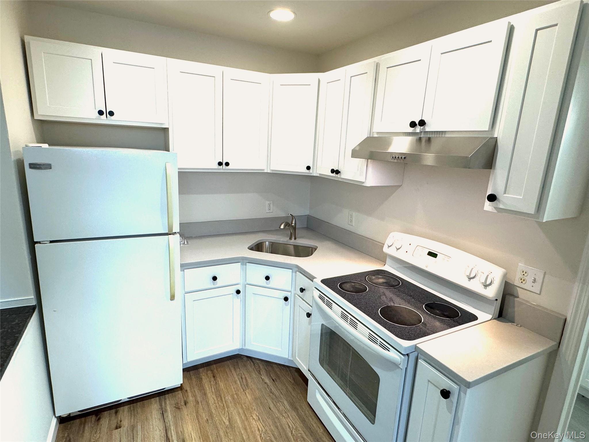 315 Main Street, Unit 3 Poughkeepsie, NY 12601 - Photo 5 of 13 a kitchen with a refrigerator sink stove and cabinets
