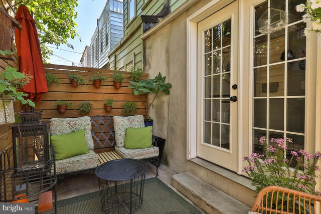 a view of porch with seating space