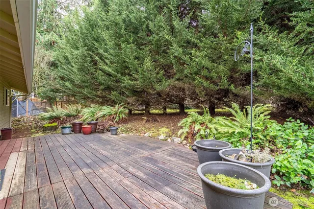 a backyard of a house with seating space