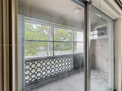 a view of a glass door