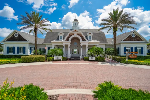 a view of a lake with a big yard