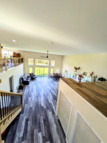 a backyard of a house with lots of green space