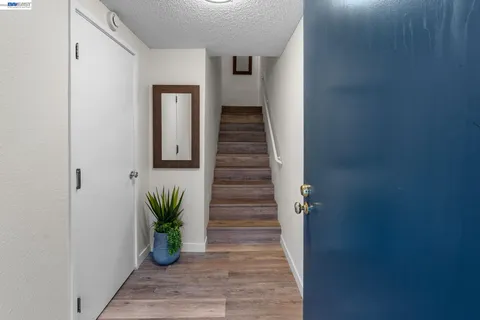 a view of entryway with wooden floor and a potted plant