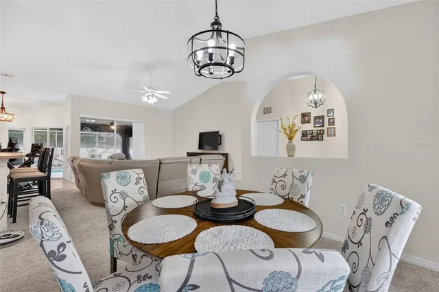 a living room with furniture ceiling fan and a rug