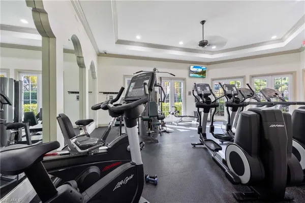 a view of a room with gym equipment