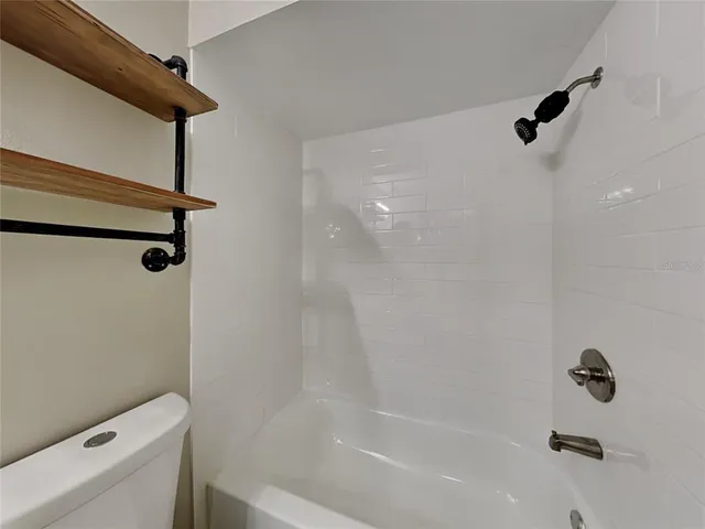 a bathroom with a bathtub