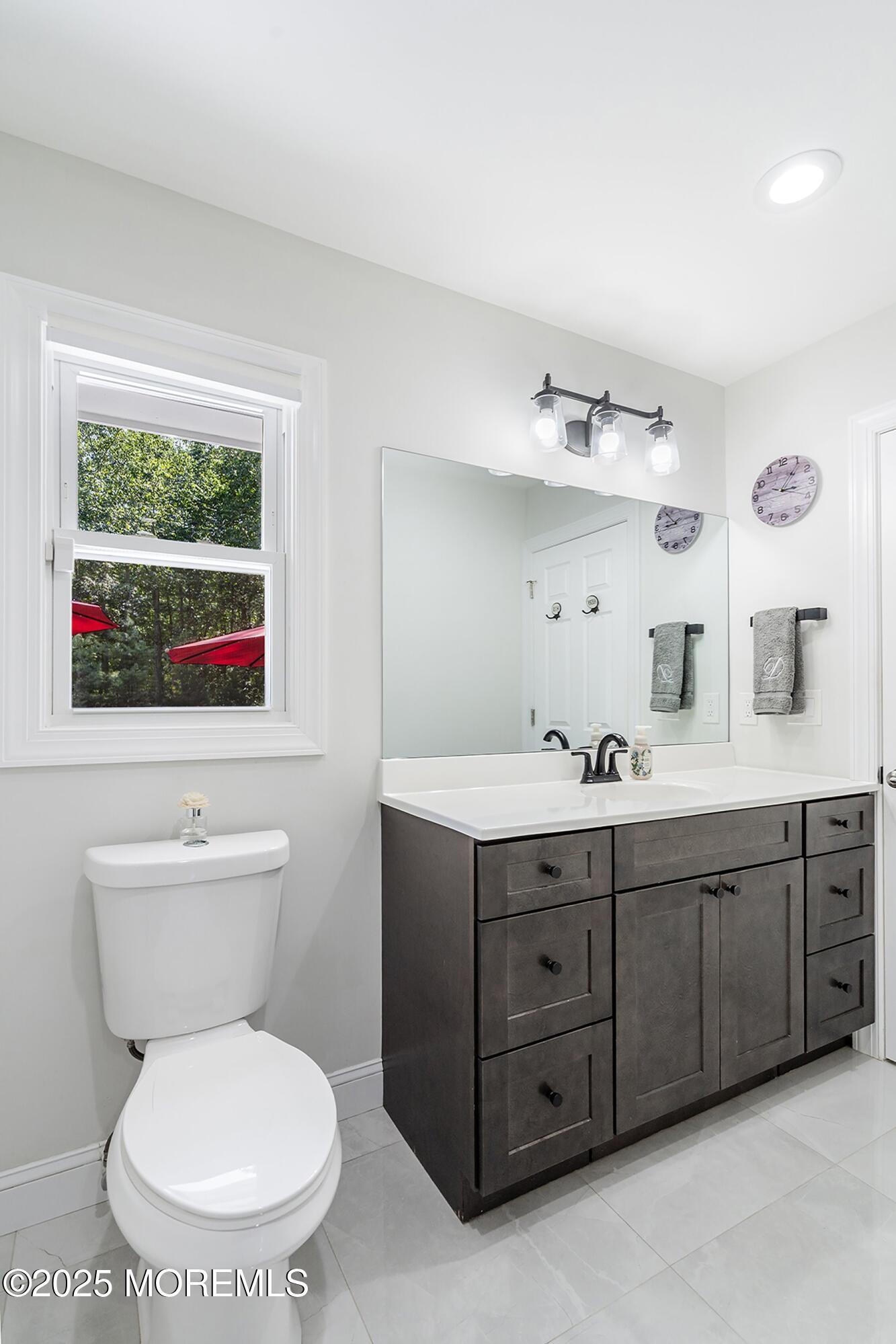 201 Paint Island Spring Road Millstone Township, NJ 08510 - Photo 17 of 34 a bathroom with a toilet sink and mirror