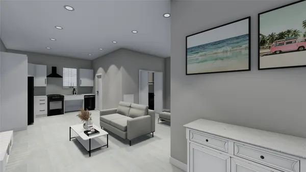 a kitchen with stainless steel appliances a refrigerator and a stove