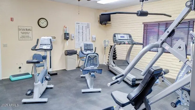 a room with gym equipment