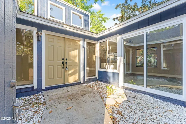 a view of a entryway front of a house
