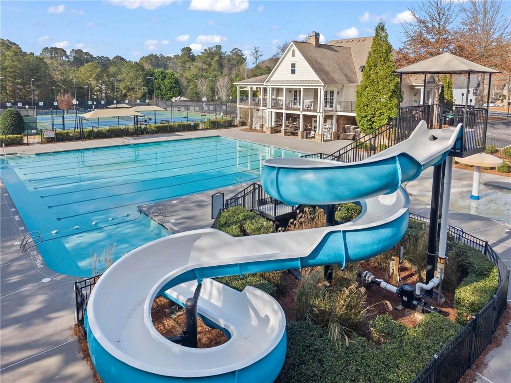 506 Olympic Way Acworth, GA 30102 - Photo 67 of 73 an aerial view of a house with swimming pool patio and outdoor seating