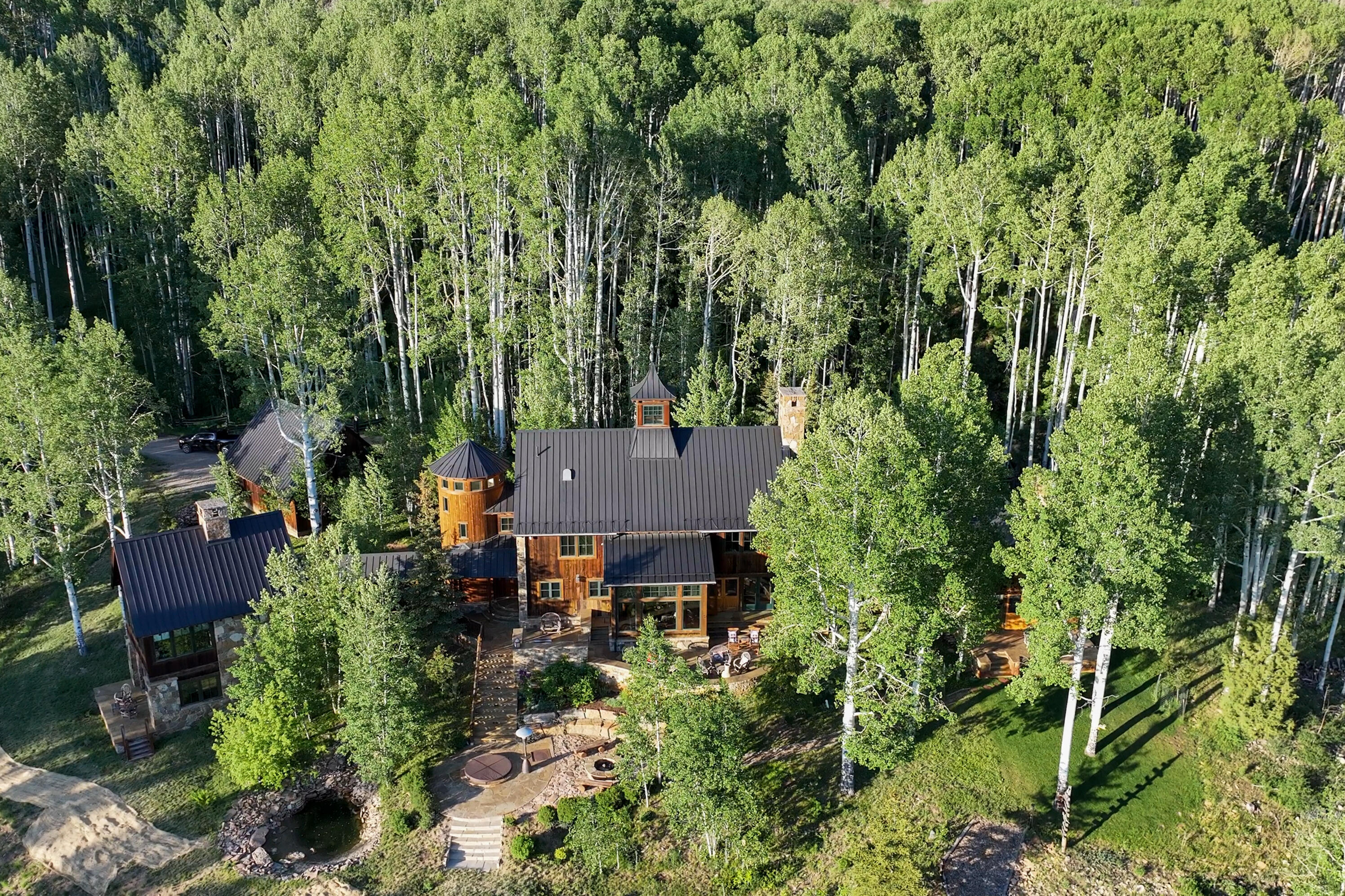 6131 Last Dollar Road Telluride, CO 81435 - Photo 6 of 86 an aerial view of a house with yard and outdoor seating