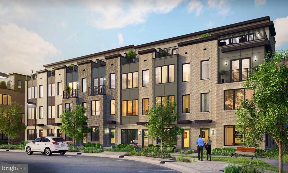 a front view of a building with street view