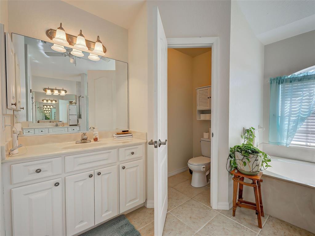 77 Medalist Road Rotonda West, FL 33947 - Photo 44 of 81 a spacious bathroom with a toilet a sink and a mirror