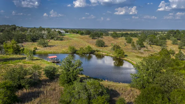 a view of a lake in a city