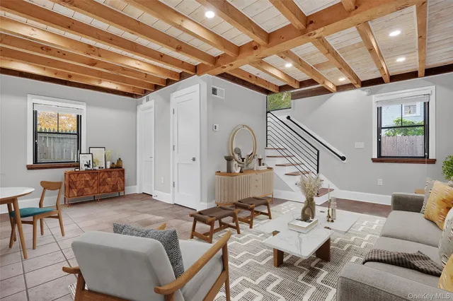 a living room with furniture