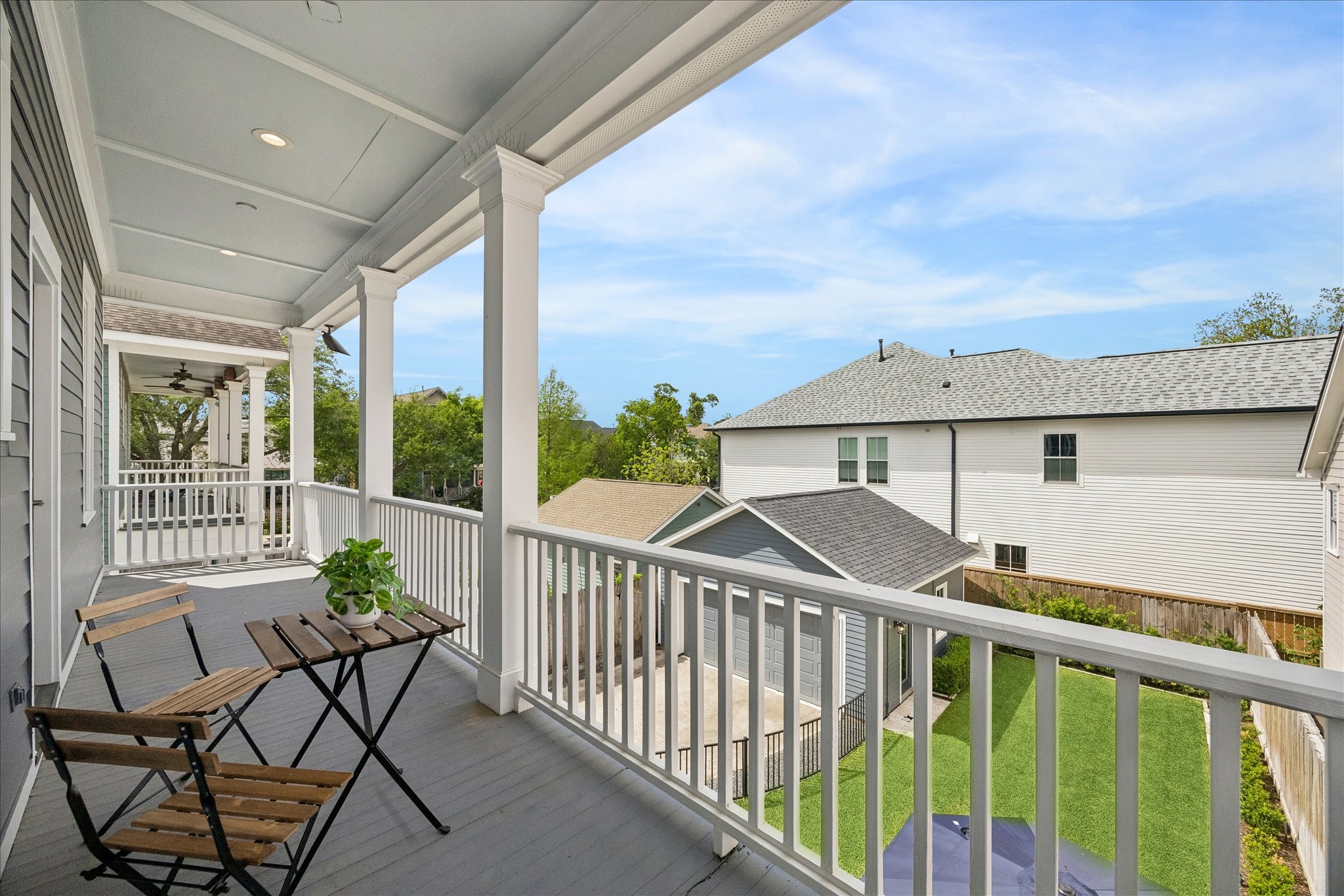 621 West 15th Street Houston, TX 77008 - Photo 25 of 37 Upstairs balcony off the primary bedroom. The outdoor spaces this home offers are fabulous!