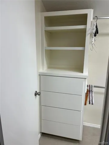 a close up view of a closet