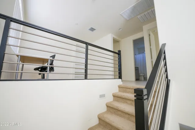 a view of a hallway with elevator