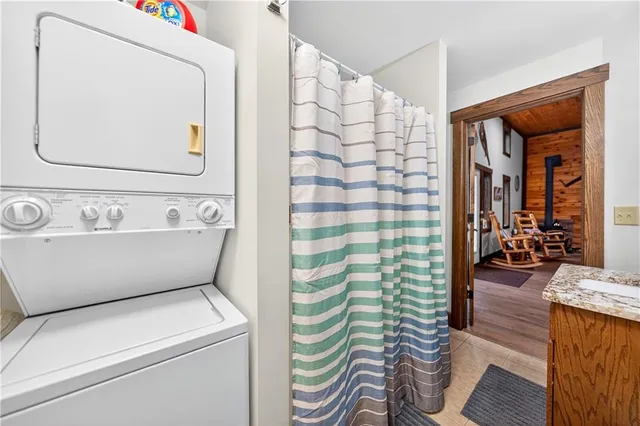 a utility room with a washer and dryer